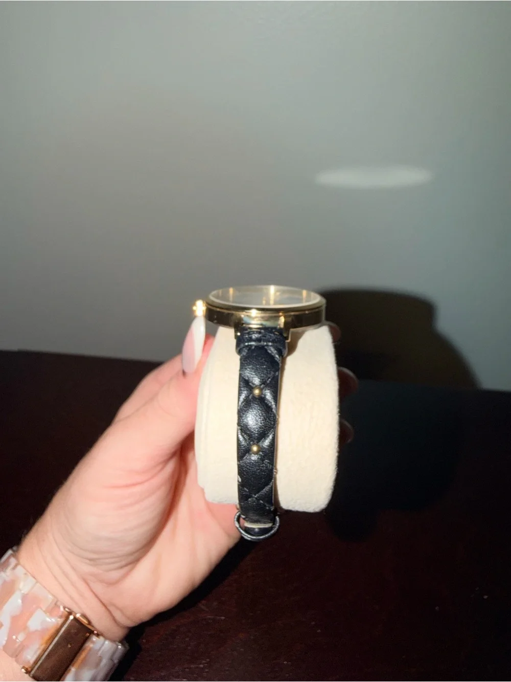 kate spade Gold-Tone Case Black Leather Strap Women's Watch